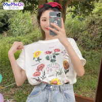 2020新款宽松韩版可爱花朵印花上洋气百搭学生超火短袖T恤女夏