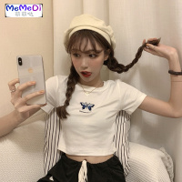 2020新款bm风露脐短款上泫雅风网红漏肚脐短袖蝴蝶T恤女夏ins潮