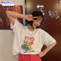 2020夏装新款ins超火的网红通熊涂鸦宽松中长款短袖T恤女上