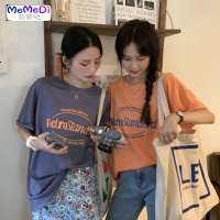 2020夏装新款韩版网红闺蜜装上宽松字母印花短袖慵懒风T恤女ins