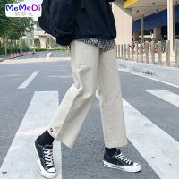 2020春季新款韩版Bf风工装裤宽松百搭直筒裤高腰显瘦九分休闲裤女