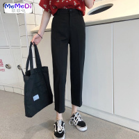 2020秋季新款韩版黑色休闲裤高腰显瘦宽松直筒裤网红百搭九分裤女