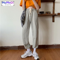 2020夏季新款抽绳高腰束脚运动休闲裤网红哈裤百搭韩版长裤女