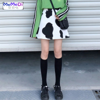 2020春季新款韩版奶牛印A字裙ins高腰显瘦半身裙女学生包臀短裙