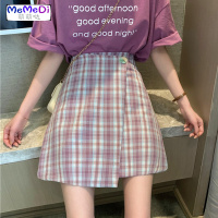 2020夏装新款甜美日系A字裙百搭不规则半身裙高腰小个子格子裙女