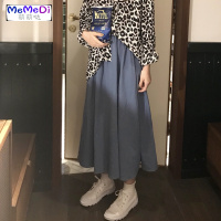 2020夏季新款复古裙子 色高腰显瘦中长款A字裙ins超火的半身裙女