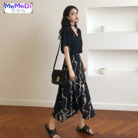 2020夏装新款超火ins的网红半身裙女复古抽象印中长裙高腰A字裙