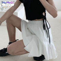 2020夏装新款设计感不规则荷叶边半身裙女高腰百搭A字裙复古短裙