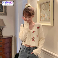 2020春季复古刺绣网红毛宽松针织衫女慵懒风开衫外套短款bm上