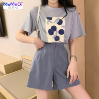 2020夏装新款韩版网红洋气印花宽松减龄小个子穿搭时尚套装女学生