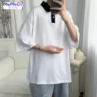 夏季拼色翻领短袖T恤潮流百搭ins宽松POLO衫男士韩版休闲服