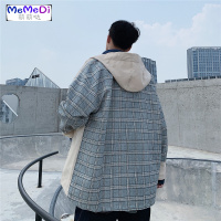 港风秋季格拼接夹克潮流韩版宽松连帽服ulzzang男士外套