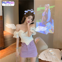 半身裙套装两件套2020新款女夏季韩版短款V领上高腰 色牛仔裙