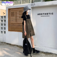 高腰2020新款韩版宽松显瘦百搭工装裤子休闲高腰大口袋背带裤女潮