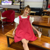 2020夏季新款韩版宽松连裙可爱裙子T恤学生背带裙两件套套装女