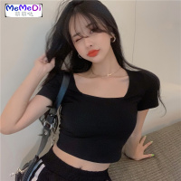 T恤女2020年新款露脐夏季紧身漏肚脐打底衫短袖短款高腰 色上