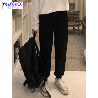 黑色显瘦高腰休闲束脚哈伦裤女2020新款直筒运动裤打底裤子长裤潮