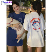 网红ins洋气减龄彩虹小熊印花短袖T恤女宽松打底衫上学生闺蜜装
