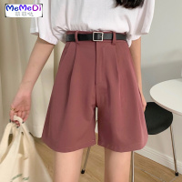 黑色显瘦高腰休闲西装短裤女2020新款宽松阔腿五分中裤+送腰带