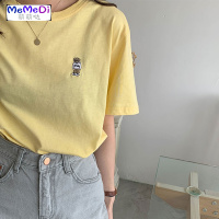 网红ins刺绣小熊宽松短袖T恤女装2020夏季新款休闲打底衫上学生