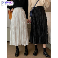 半身裙女春季新款韩版高腰显瘦中长款垂感褶皱A字裙超火百褶裙潮