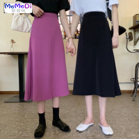 黑色显瘦高腰半身裙女2020夏新款百搭休闲中长款紫色a字裙子学生