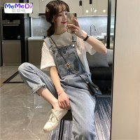 刺绣雏菊浅色牛仔背带裤女2020春夏新款减龄高腰直筒长裤连体裤