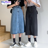 半身裙女装2020新款复古开叉中长款显瘦直筒裙子一步A字牛仔裙潮
