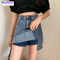 性感侧开叉高腰牛仔包臀短裙女2020夏新款百搭防走光a字半身裙