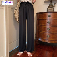垂感薄款松紧高腰显瘦直筒休闲裤女装宽松运动阔腿拖地长裤子