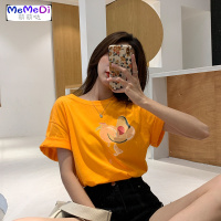 网红ins复古牛油果印花宽松短袖T恤女装2020夏新款 棉打底衫上