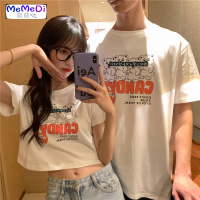 短款上泫雅风心机法式情侣装夏季2020新款短袖高腰露肚脐T恤女