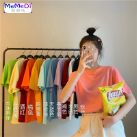 基础款短袖2020年新款女装夏季香芋紫色糖果 色T恤橙色白色上