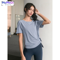 新款夏季运动T恤上女宽松显瘦瑜伽服分叉速干网红健身服短袖
