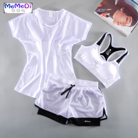 夏季瑜伽服运动套装女健身房跑步速干背心短裤晨跑三件套夏天显瘦