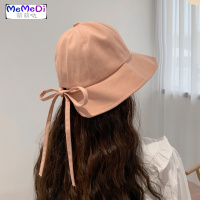 日系软妹甜美可爱系带蝴蝶结渔夫帽子女夏季韩版文艺遮阳防晒盆帽