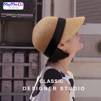 韩版潮编鸭舌帽子马术帽女夏天户外出游沙滩休闲百搭防晒遮阳帽