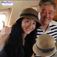 张柏芝韩版夏天蝴蝶结编渔夫帽帽女旅游遮阳帽沙滩帽太阳帽子