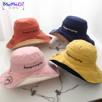 儿童渔夫帽女夏季亲双面防晒帽男童太阳帽女童遮阳帽大帽檐盆帽