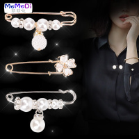 丝巾防走光扣别针胸针高档珍珠一字插针开衫领小别针扣裙子收腰女