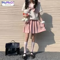 夏季系可粉色jk套装服裙少女学风女软妹两件套学生百褶裙