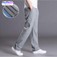 超薄宽松大码亚麻男装休闲裤春夏中年男士加肥白色直筒棉麻长裤潮