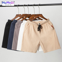 夏季休闲短裤男士潮流棉麻五分裤系韩版宽松百搭亚麻中裤沙滩裤