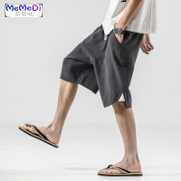 亚麻短裤男士2020年夏季宽松棉麻五分裤潮流中风大码休闲沙滩裤