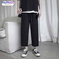 夏季系潮流宽松 色西裤休闲九分裤男chic直筒薄款百搭阔腿裤