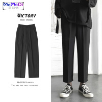 暗黑系男装裤子ins坠感小西裤男宽松直筒裤cec时尚学生西装老爹裤