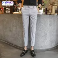 秋季男士西裤韩版直筒潮流九分裤男休闲西装裤商务垂感免9分西裤