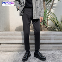网红裤男抖韩版修身直筒西裤百搭潮流港风黑色显瘦休闲九分