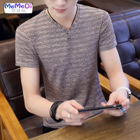 男士短袖T恤2020夏季新款v领半袖体恤青年修身款潮流男装服