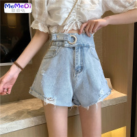 夏季韩版2020新款设计感众高腰显瘦破洞阔腿牛仔短裤女裤ins